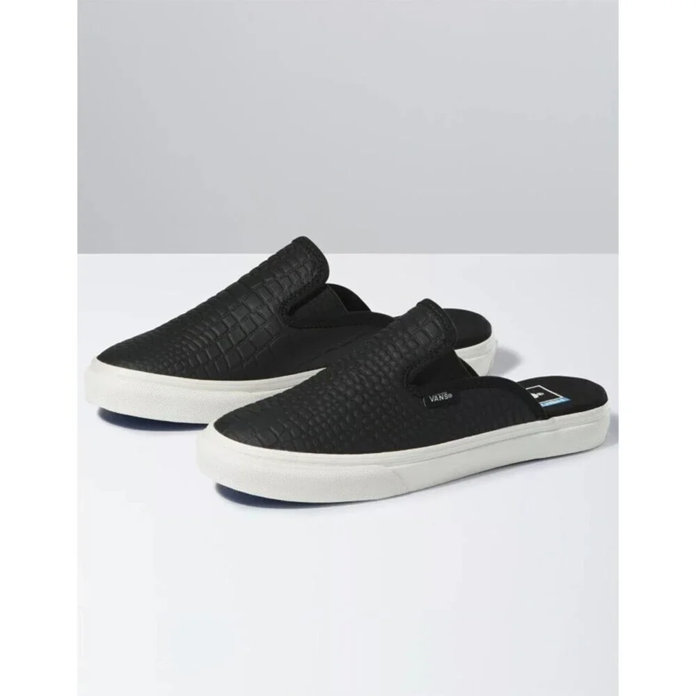 Vans Classic VN0A4P3UVYE Mule Mens 4 Black Leather Slip On Casual Shoes JOBB1993